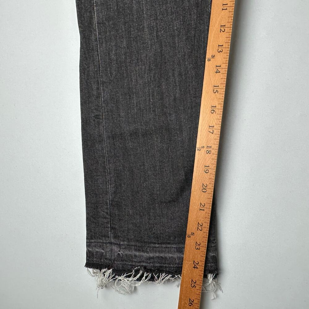 Levis Wedgie Straight Jeans Womens 30 Black Button Fly High Rise Raw Hem Denim - Picture 14 of 16